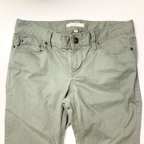 Ann Taylor LOFT Pant Trouser Olive Dusty Green Boot Cut Flare Classic Twill 6 - Picture 3 of 9